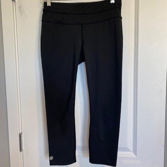 ATHLETA Capri Wide Waist Black Leggings Tights Small - Picture 4 of 13